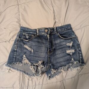 SHEIN Blue Distressed Jean Shorts